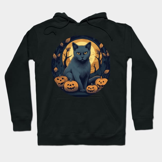 Russian Blue Cat Halloween, Cat Lover Hoodie by dukito